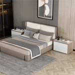 モダンナイトテーブル - パイン材・セラミック・PUレザー製、シンプルでスタイリッシュな収納家具 fmxjs-5344