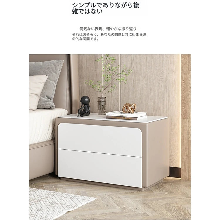 モダンナイトテーブル - パイン材・セラミック・PUレザー製、シンプルでスタイリッシュな収納家具 fmxjs-5344