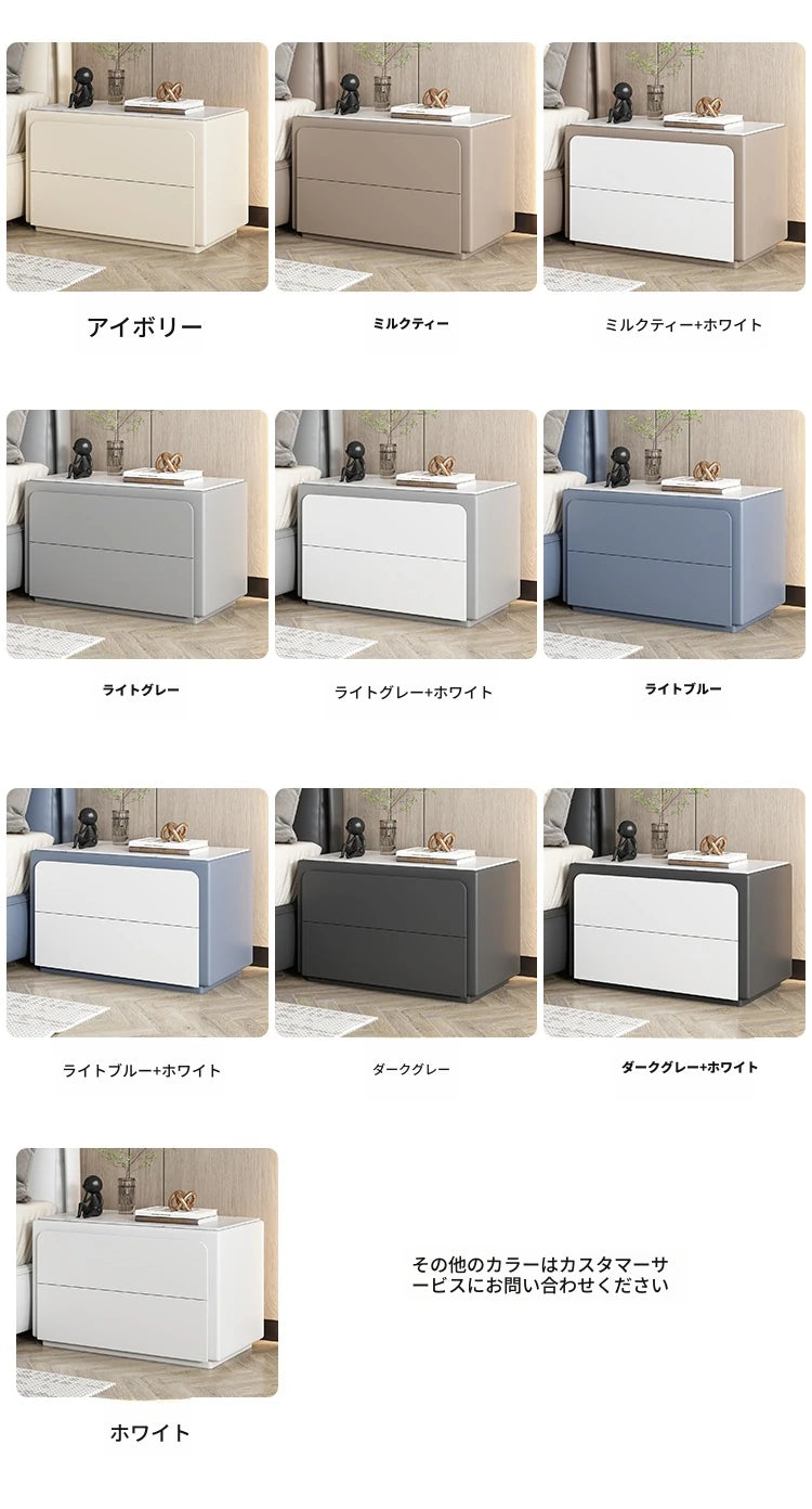 モダンナイトテーブル - パイン材・セラミック・PUレザー製、シンプルでスタイリッシュな収納家具 fmxjs-5344