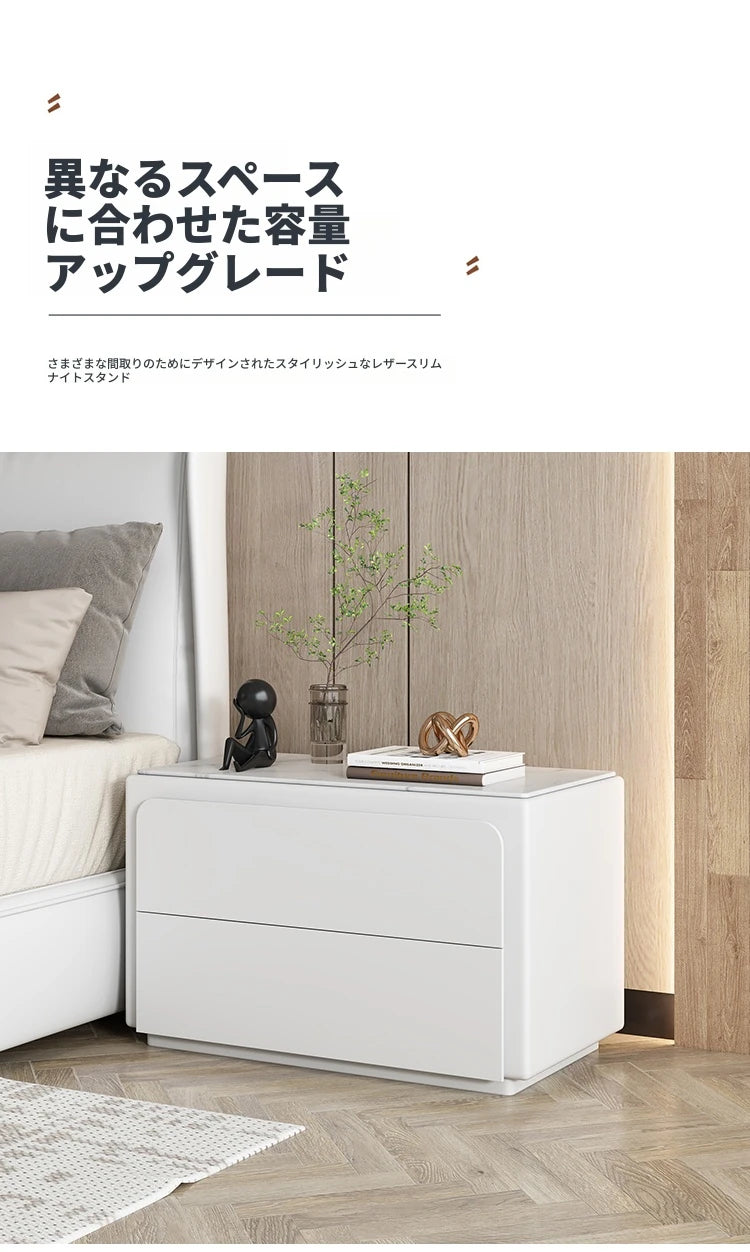 モダンナイトテーブル - パイン材・セラミック・PUレザー製、シンプルでスタイリッシュな収納家具 fmxjs-5344