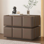 モダンナイトテーブル - パイン材×PUレザー製、スタイリッシュなデザインでお部屋をお洒落に演出! fmxjs-5345