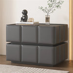 モダンナイトテーブル - パイン材×PUレザー製、スタイリッシュなデザインでお部屋をお洒落に演出! fmxjs-5345