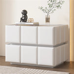 モダンナイトテーブル - パイン材×PUレザー製、スタイリッシュなデザインでお部屋をお洒落に演出! fmxjs-5345