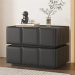 モダンナイトテーブル - パイン材×PUレザー製、スタイリッシュなデザインでお部屋をお洒落に演出! fmxjs-5345