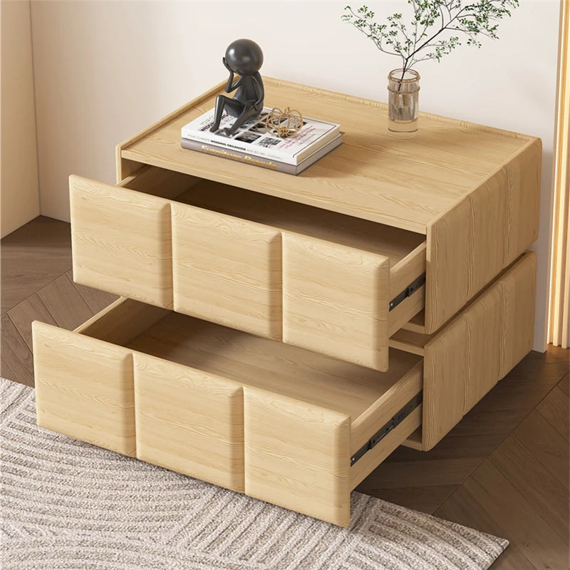 モダンナイトテーブル - パイン材×PUレザー製、スタイリッシュなデザインでお部屋をお洒落に演出! fmxjs-5345