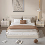 モダンナイトテーブル - パイン材×PUレザー製、スタイリッシュなデザインでお部屋をお洒落に演出! fmxjs-5345