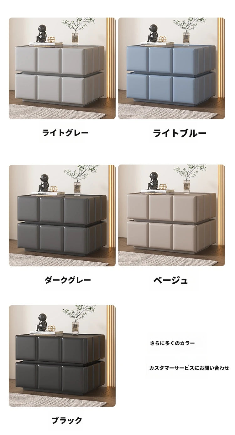 モダンナイトテーブル - パイン材×PUレザー製、スタイリッシュなデザインでお部屋をお洒落に演出! fmxjs-5345