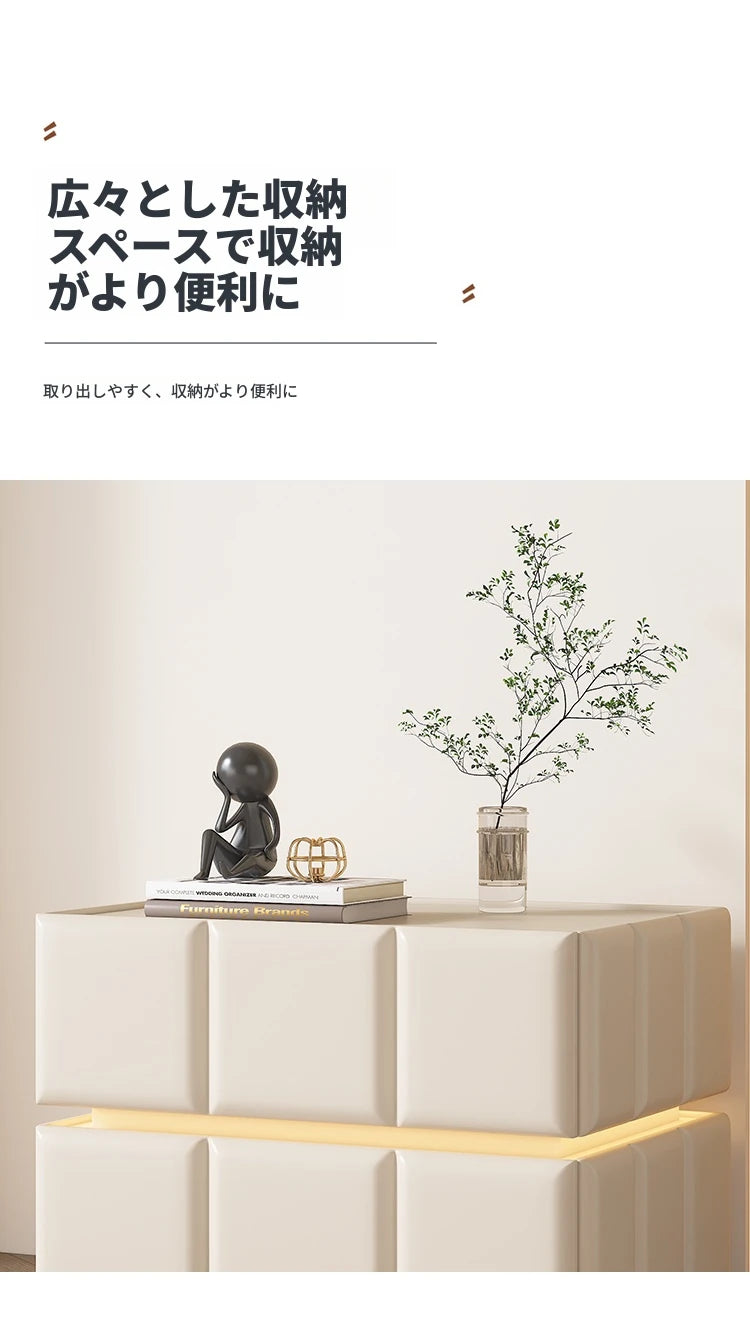 モダンナイトテーブル - パイン材×PUレザー製、スタイリッシュなデザインでお部屋をお洒落に演出! fmxjs-5345