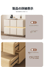 モダンナイトテーブル - パイン材×PUレザー製、スタイリッシュなデザインでお部屋をお洒落に演出! fmxjs-5345