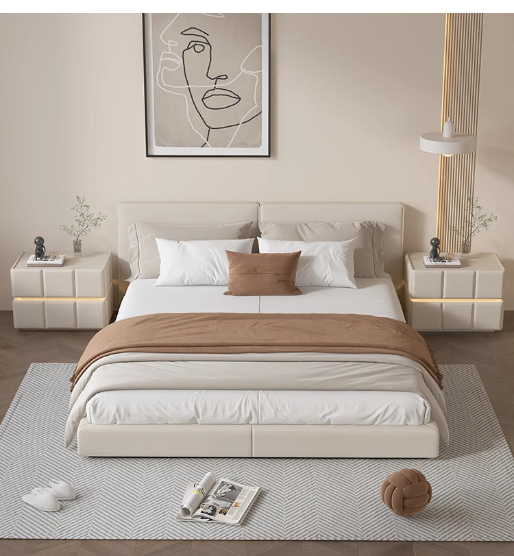 モダンナイトテーブル - パイン材×PUレザー製、スタイリッシュなデザインでお部屋をお洒落に演出! fmxjs-5345