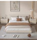 モダンナイトテーブル - パイン材×PUレザー製、スタイリッシュなデザインでお部屋をお洒落に演出! fmxjs-5345