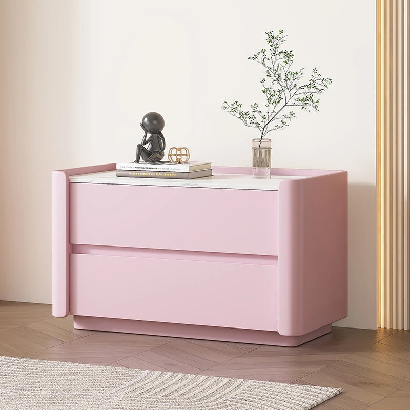 モダンパイン材ナイトテーブル|セラミック天板&PUレザー仕上げ|収納力抜群のデザイン家具 fmxjs-5346