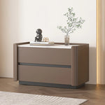 モダンパイン材ナイトテーブル|セラミック天板&PUレザー仕上げ|収納力抜群のデザイン家具 fmxjs-5346