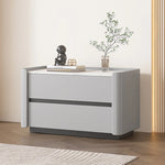 モダンパイン材ナイトテーブル|セラミック天板&PUレザー仕上げ|収納力抜群のデザイン家具 fmxjs-5346