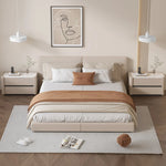 モダンパイン材ナイトテーブル|セラミック天板&PUレザー仕上げ|収納力抜群のデザイン家具 fmxjs-5346