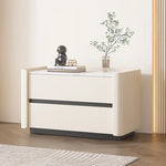 モダンパイン材ナイトテーブル|セラミック天板&PUレザー仕上げ|収納力抜群のデザイン家具 fmxjs-5346