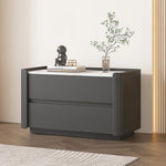 モダンパイン材ナイトテーブル|セラミック天板&PUレザー仕上げ|収納力抜群のデザイン家具 fmxjs-5346