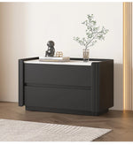 モダンパイン材ナイトテーブル|セラミック天板&PUレザー仕上げ|収納力抜群のデザイン家具 fmxjs-5346