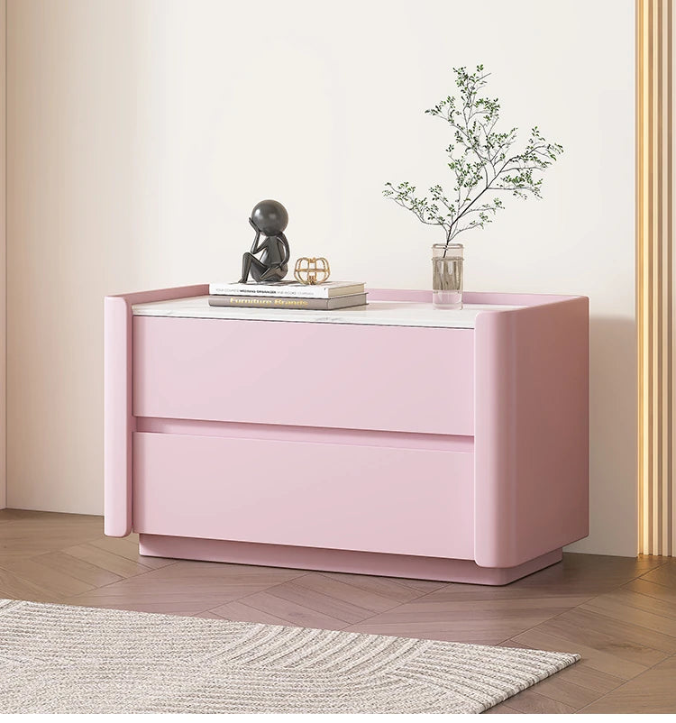 モダンパイン材ナイトテーブル|セラミック天板&PUレザー仕上げ|収納力抜群のデザイン家具 fmxjs-5346