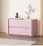 モダンパイン材ナイトテーブル|セラミック天板&PUレザー仕上げ|収納力抜群のデザイン家具 fmxjs-5346