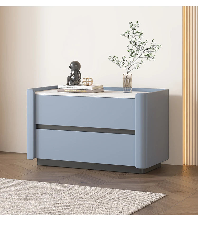 モダンパイン材ナイトテーブル|セラミック天板&PUレザー仕上げ|収納力抜群のデザイン家具 fmxjs-5346