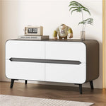 スタイリッシュなパイン材のPUレザー製キャビネット - モダンインテリアにぴったりな収納家具 fmxjs-5349