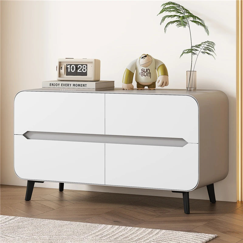 スタイリッシュなパイン材のPUレザー製キャビネット - モダンインテリアにぴったりな収納家具 fmxjs-5349