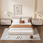 スタイリッシュなパイン材のPUレザー製キャビネット - モダンインテリアにぴったりな収納家具 fmxjs-5349