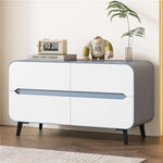 スタイリッシュなパイン材のPUレザー製キャビネット - モダンインテリアにぴったりな収納家具 fmxjs-5349