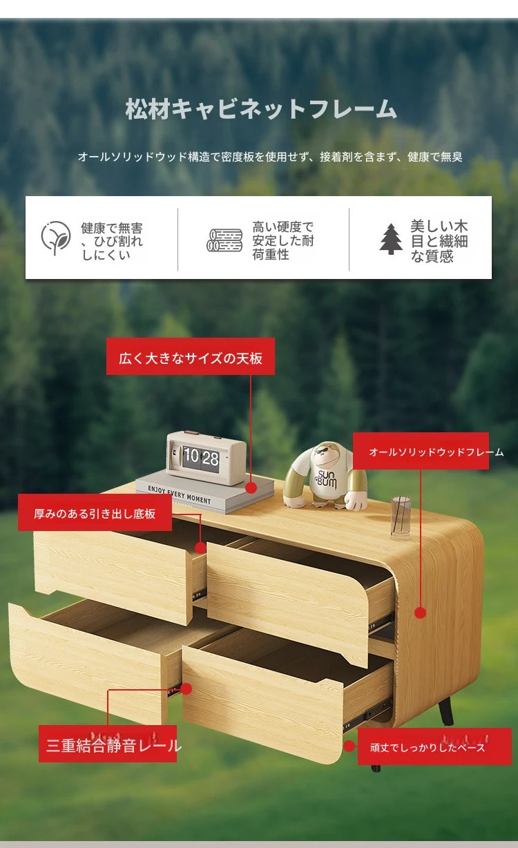 スタイリッシュなパイン材のPUレザー製キャビネット - モダンインテリアにぴったりな収納家具 fmxjs-5349