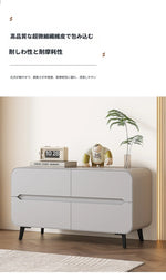 スタイリッシュなパイン材のPUレザー製キャビネット - モダンインテリアにぴったりな収納家具 fmxjs-5349