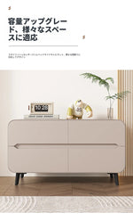 スタイリッシュなパイン材のPUレザー製キャビネット - モダンインテリアにぴったりな収納家具 fmxjs-5349