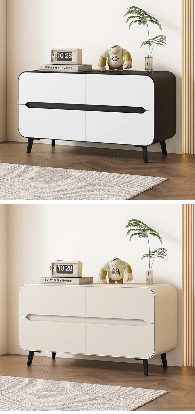 スタイリッシュなパイン材のPUレザー製キャビネット - モダンインテリアにぴったりな収納家具 fmxjs-5349