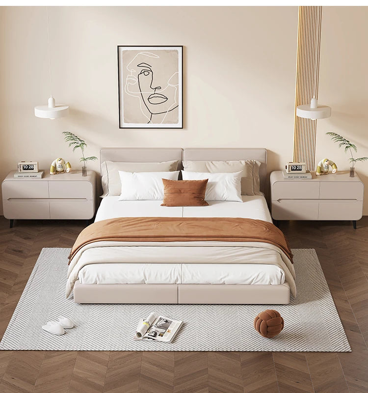 スタイリッシュなパイン材のPUレザー製キャビネット - モダンインテリアにぴったりな収納家具 fmxjs-5349