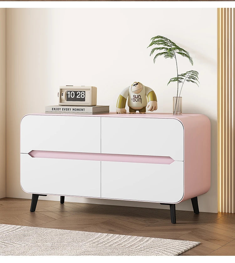 スタイリッシュなパイン材のPUレザー製キャビネット - モダンインテリアにぴったりな収納家具 fmxjs-5349