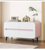 スタイリッシュなパイン材のPUレザー製キャビネット - モダンインテリアにぴったりな収納家具 fmxjs-5349