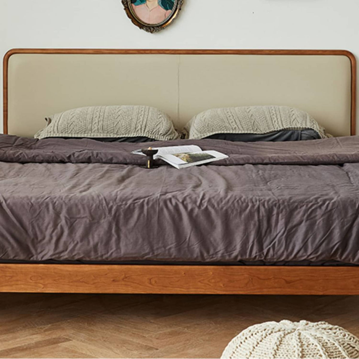 アッシュ材&パイン使用 高級PUレザーベッド - 贅沢な眠りを提供するベッド fmy-1135