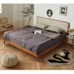 アッシュ材&パイン使用 高級PUレザーベッド - 贅沢な眠りを提供するベッド fmy-1135