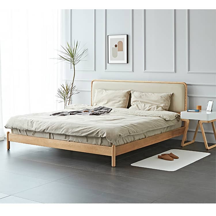 アッシュ材&パイン使用 高級PUレザーベッド - 贅沢な眠りを提供するベッド fmy-1135