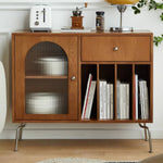 おしゃれな多層板ガラスキャビネット - 高級感溢れるステンレスフレーム付き収納 fmy-1136