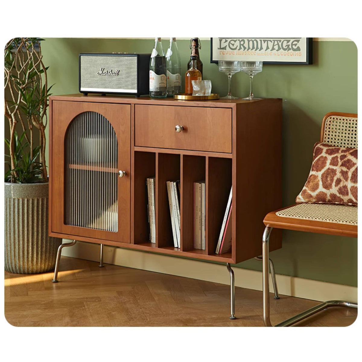 高品質テレビ台 - 多層板&強化ガラス&ステンレス製のモダンデザイン fmy-1137