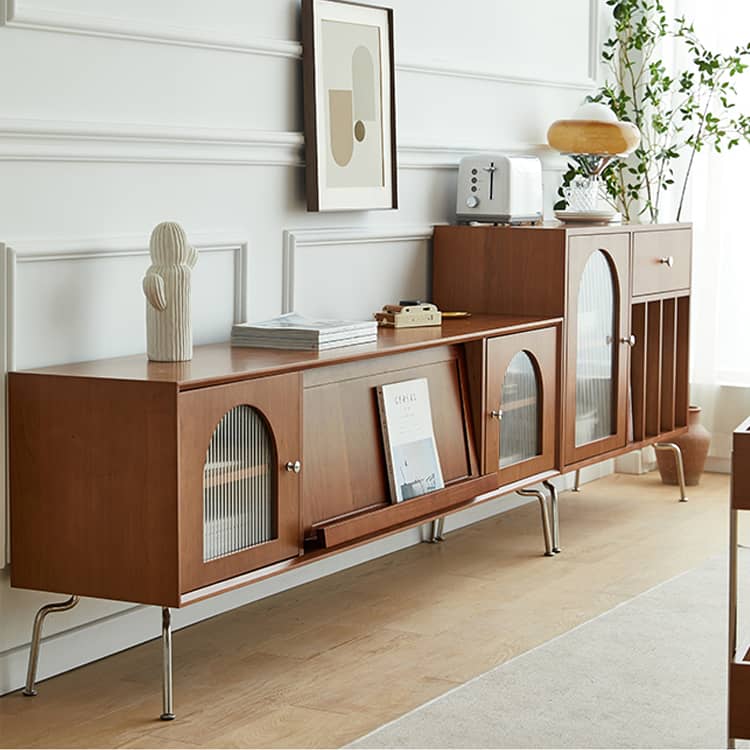 高品質テレビ台 - 多層板&強化ガラス&ステンレス製のモダンデザイン fmy-1137