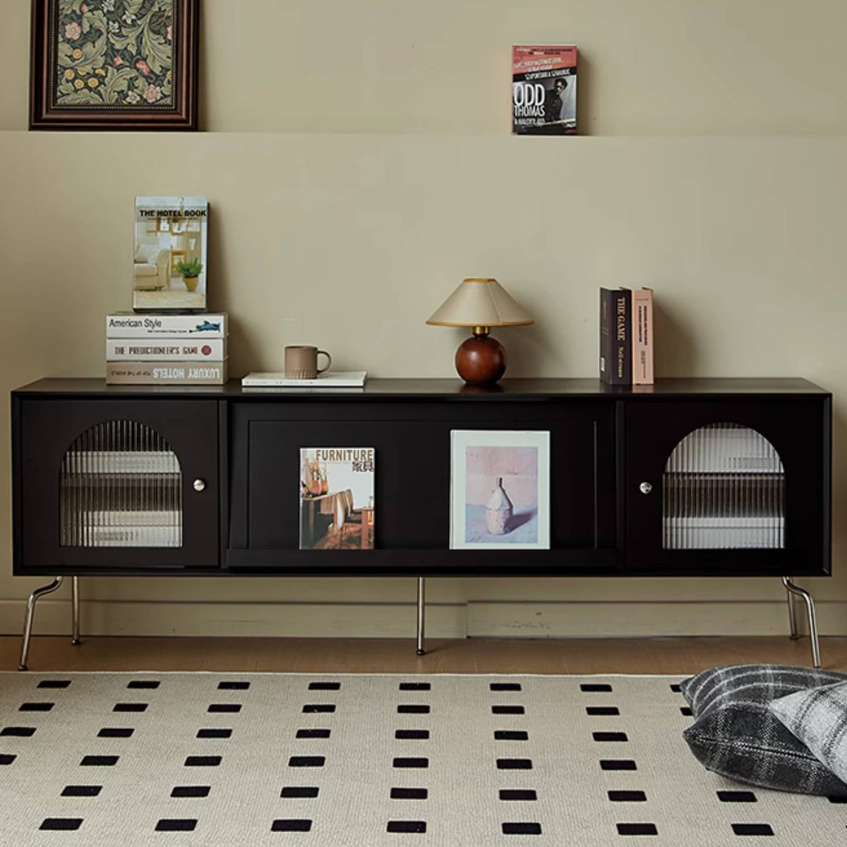 高品質テレビ台 - 多層板&強化ガラス&ステンレス製のモダンデザイン fmy-1137