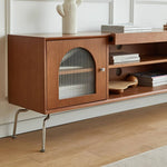 高品質テレビ台 - 多層板&強化ガラス&ステンレス製のモダンデザイン fmy-1137