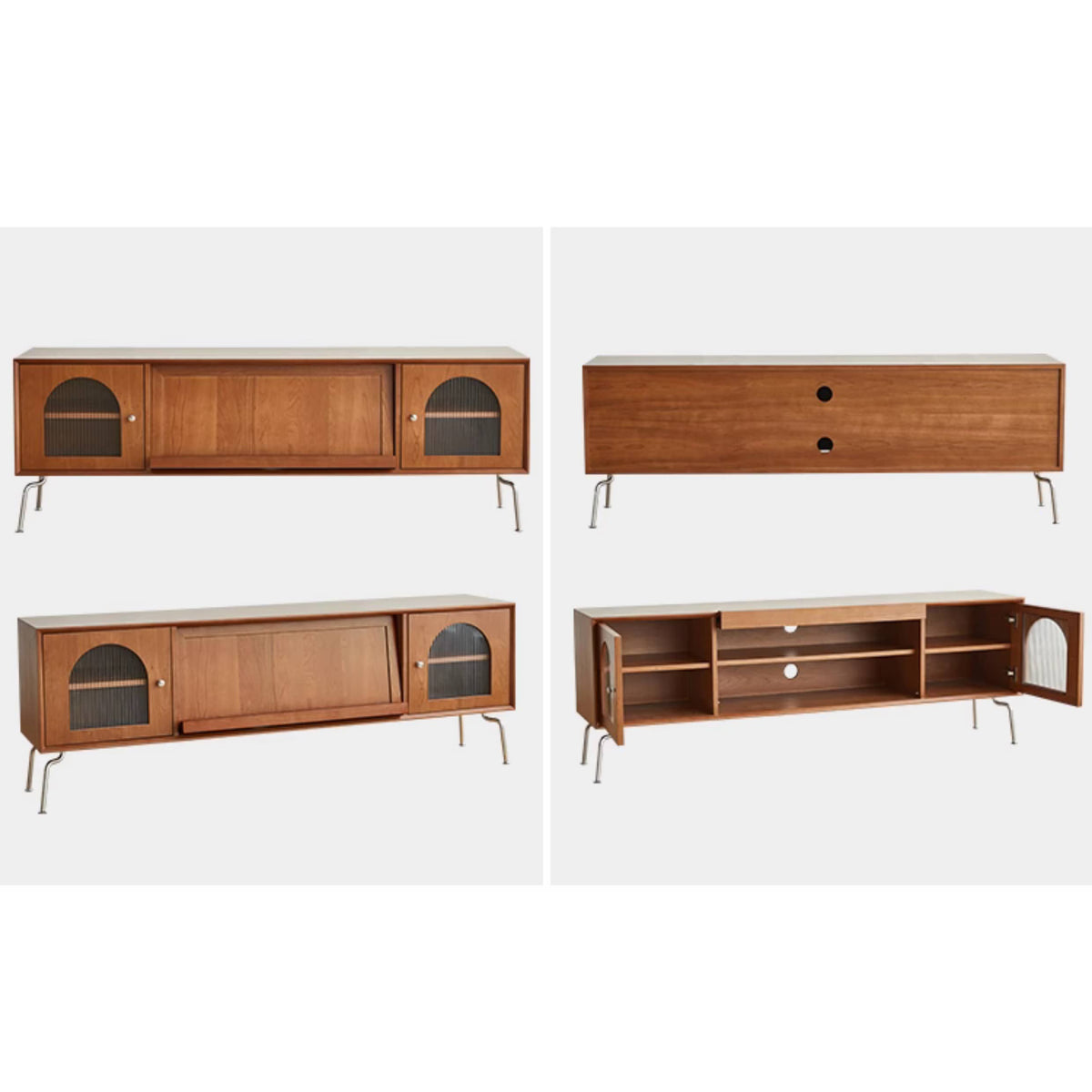 高品質テレビ台 - 多層板&強化ガラス&ステンレス製のモダンデザイン fmy-1137