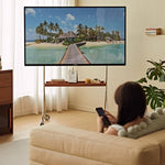 高級ツゲ材と丈夫なステンレス製テレビスタンド - おしゃれで機能的なデザイン fmy-1166