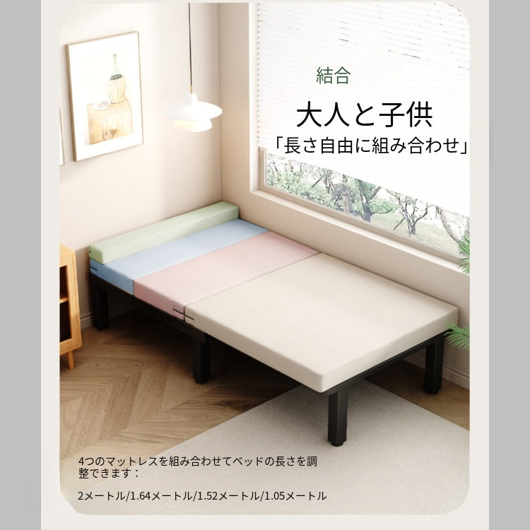 1人用 ソファーベッド 折りたたみ・伸縮式 スライドタイプ|コットンリネン生地 メタルフレーム fnqe-0226-68