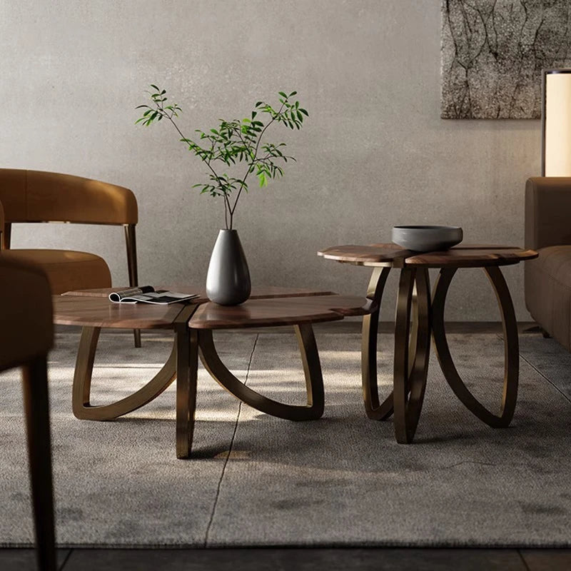 ウォールナットステンレス製センターテーブル:デザイン性溢れるリビングの主役 fplk-5026