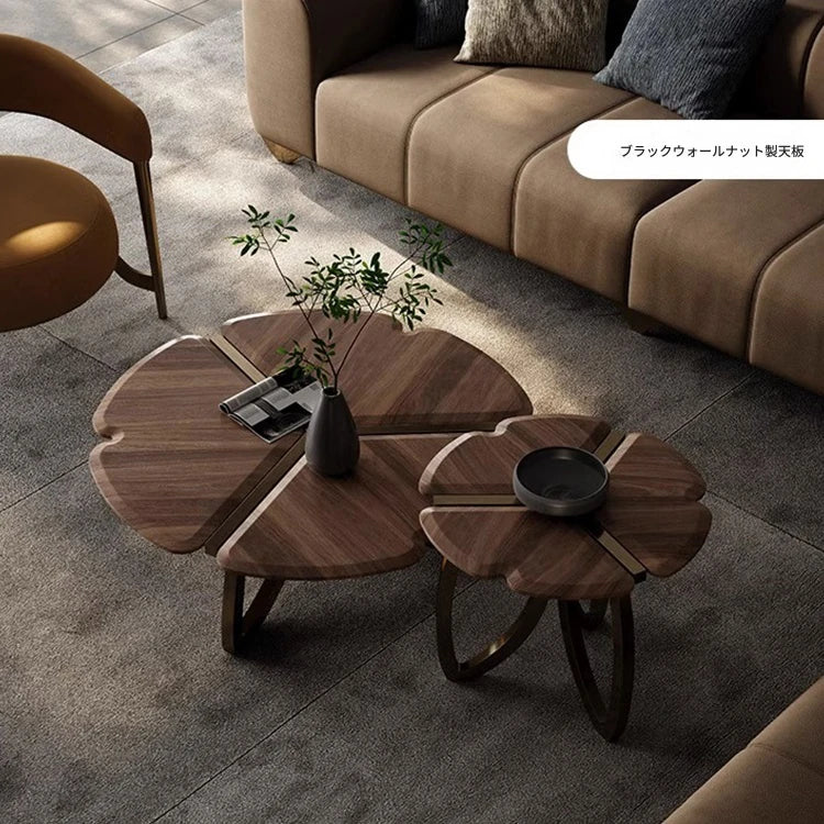 ウォールナットステンレス製センターテーブル:デザイン性溢れるリビングの主役 fplk-5026