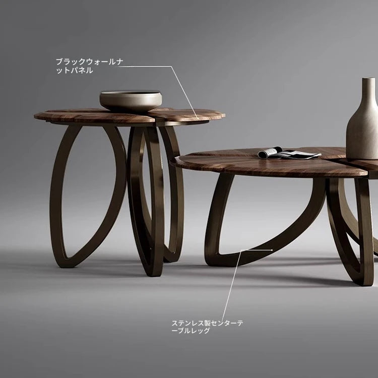 ウォールナットステンレス製センターテーブル:デザイン性溢れるリビングの主役 fplk-5026